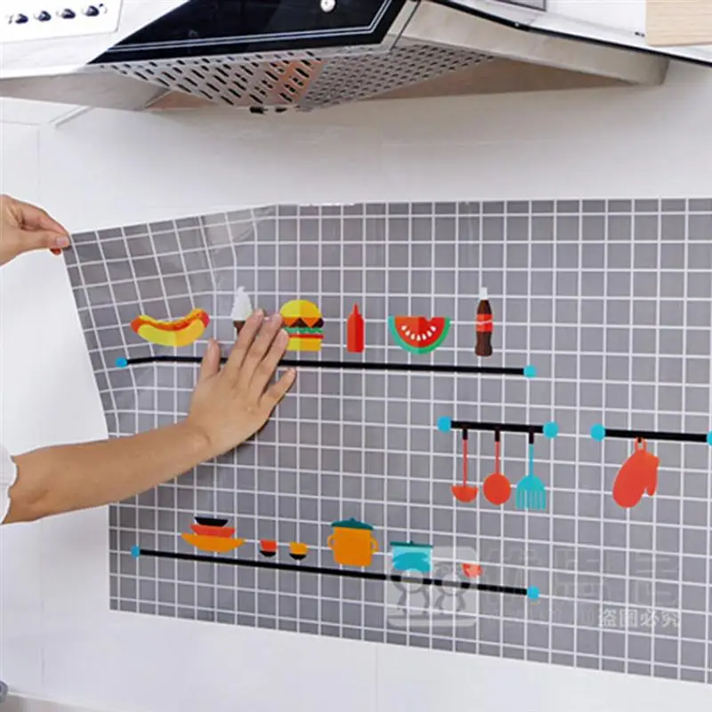 

Cartoon Wall Sticker High Temperature Resistant Oil-Proof Wall Decal Wall Decor Sticker For Kitchen