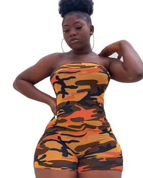 

Sexy Camouflage Print Strapless Tube Romper Shorts Jumpsuit Women Sleeveless Streetwear Summer Bodysuit Playsuits and Jumpsuits