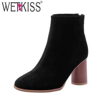 

WETKISS Round Toe Fashion High Shoes Strange Style Women Ankle Boots Casual Party Female Bootie Winter Hot Non Slip Shoes Hot