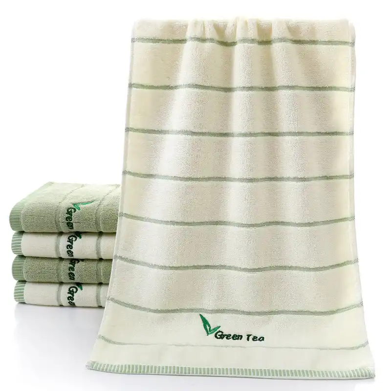Drop Shipping White Green Tea Striped Cotton Towels 34 73cm Face White Green Tea Striped Cotton Towels