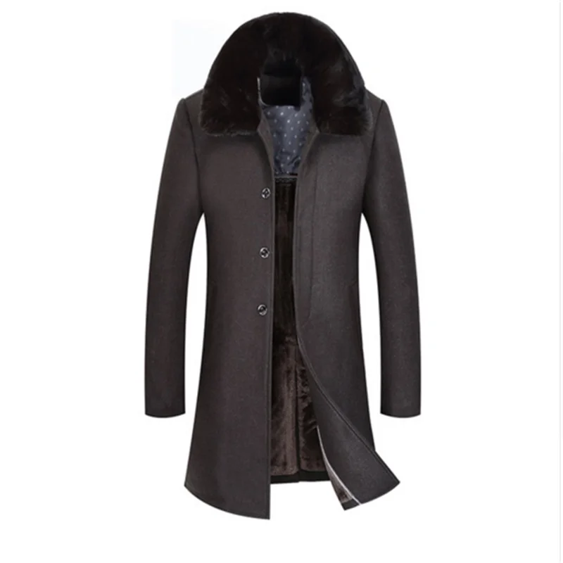 ปรับบุรุษสบายๆส่วนยาวทำด้วยผ้าขนสัตว์แจ็คเก็ตกระต่ายขนสัตว์ขนปลอกคอเสื้อ2017