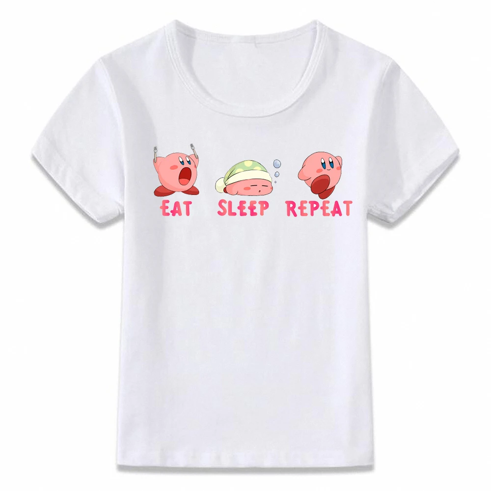 Детская футболка Kirby Eat Sleep повторяет Детские футболки для мальчиков и девочек ясельного возраста