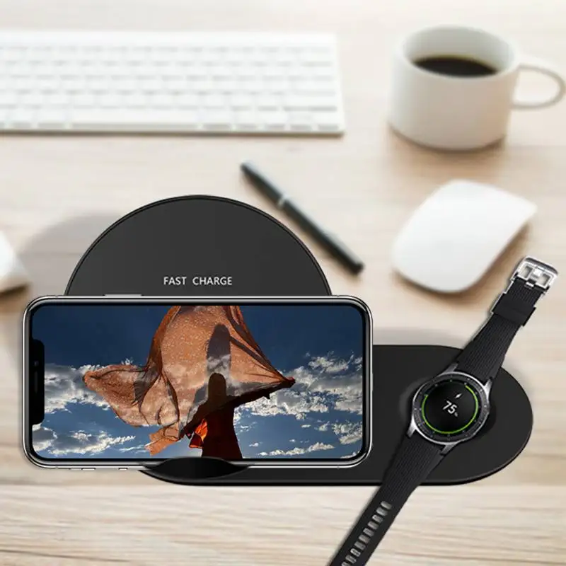 2 in 1 Qi Wireless Charger Fast Charging For iphone iwatch Samsung Watch Fast Wireless USB Smart Phone Charger Adapter 2 in 1 Qi Wireless Charger Fast Charging For iphone iwatch Samsung Watch Fast Wireless USB Smart Phone Charger Adapter