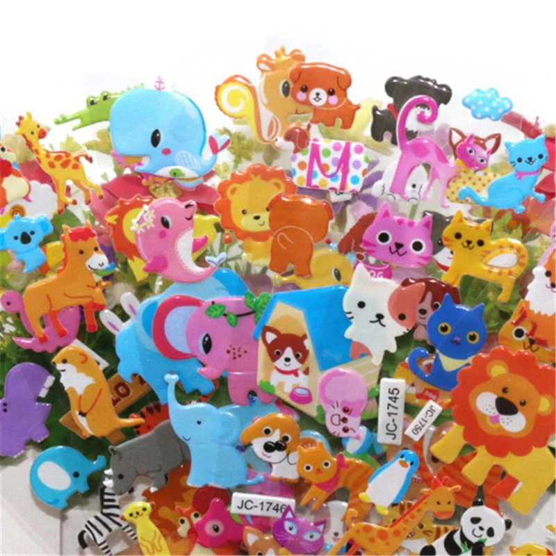 

5 Sheets Cute 3D Cartoon Animal PVC Bubble Puffy Stickers Kids Girl Boy Dinosaurs Classic Toys School Teacher Reward