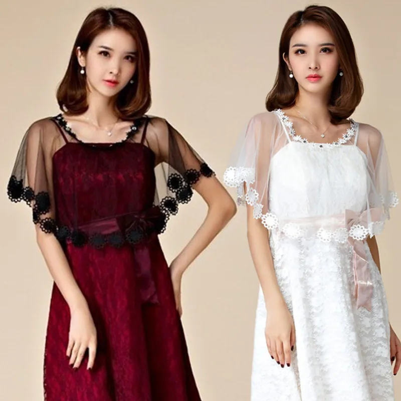 

NEW Summer Sexy Elegant Ladies Evening Party Crochet Flower Lace Shrug Shoulder Shawl Short Coat Women Sweet Sheer Jacket Wrap