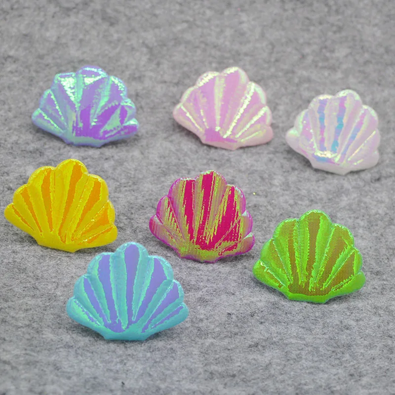 

70pcs/lot 4.8x4cm colorful Shell Padded Appliques For Birthday Cake Insert Cards and BB Clip Accessories