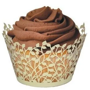 

Party favor Leaf Laser Cutting Pearl Paper Cupcake/cakecup Wrapper Muffin Cake Decoration For Wedding/birthday party 60 pcs/lot