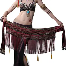 Новый Дизайн приятно египетского танец живота хип шарф пояс Сексуальная Племенной с бахромой танцы пояса высокого качества