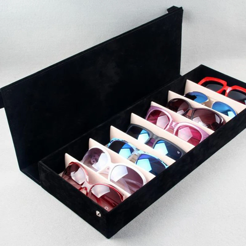 8 слот подставка держатель для очков для хранения солнцезащитных очков Чехол для дисплея коробка для хранения ювелирных изделий Органайзер унисекс - Цвет: Black