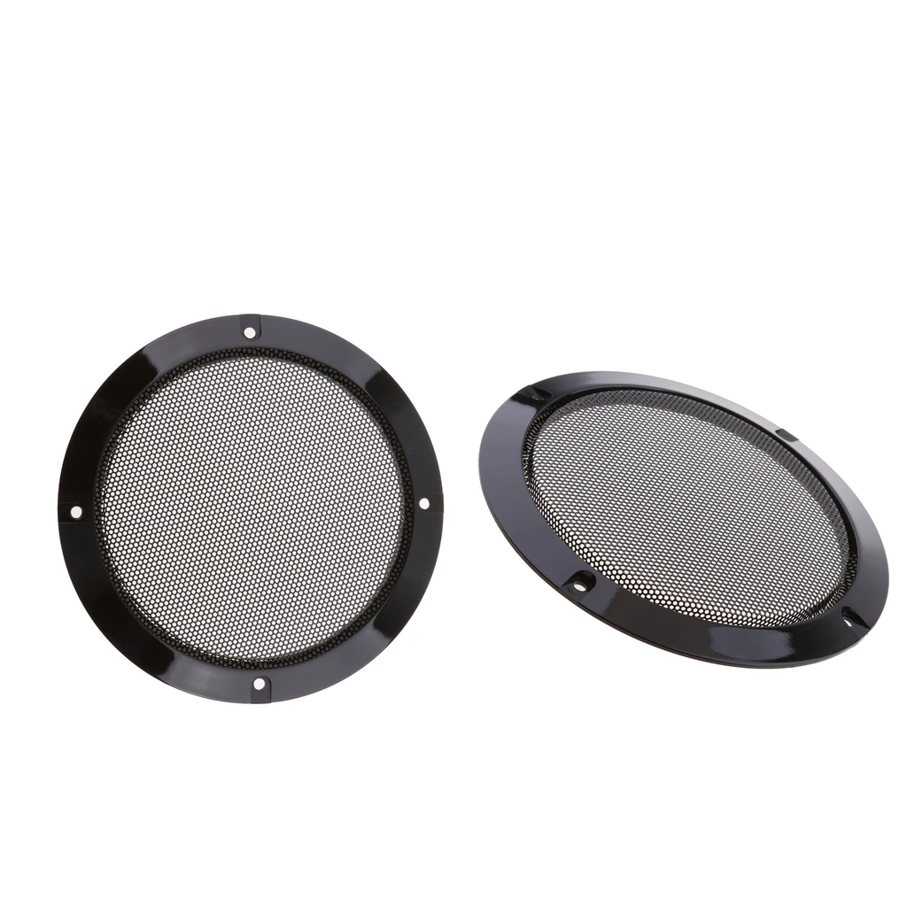 2 Pieces 6.5 Inch Speaker Grills Cover Case with 8pcs Screws for Speaker Mounting Home Audio DIY 184mm Outer Diameter Black
