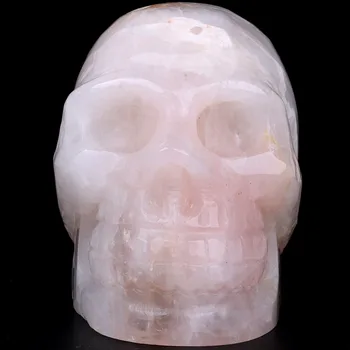 

xd j00672 Rose Quartz Tumbled Engraved Crystal Skull Realistic Healing