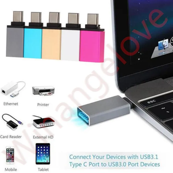 Winangelove цветной металлический USB C Type штекер 3 0 Женский адаптер конвертер OTG для lg pro