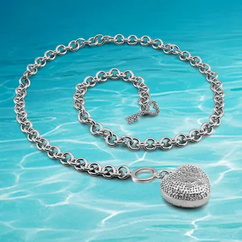 

925 sterling silver heart-shaped necklaces,fashion lady love Pendants necklace, Women's fashion jewelry Sweater chain