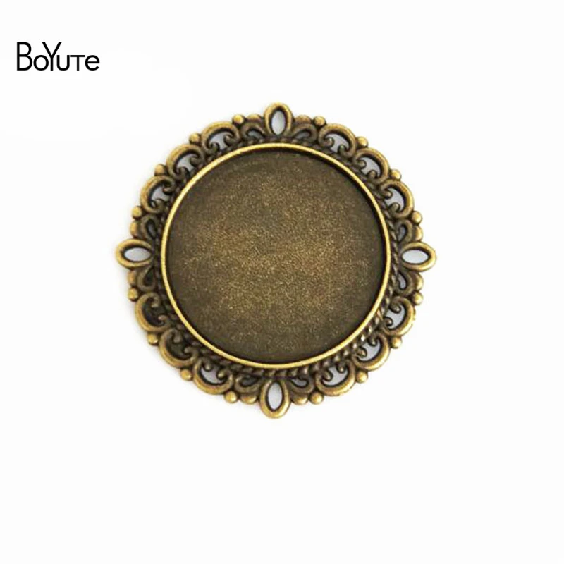 

BoYuTe (30 Pieces/Lot) 25MM Cabochon Base Vintage Accessories Parts Antique Bronze Double Support Bezel Pendants for Jewelry