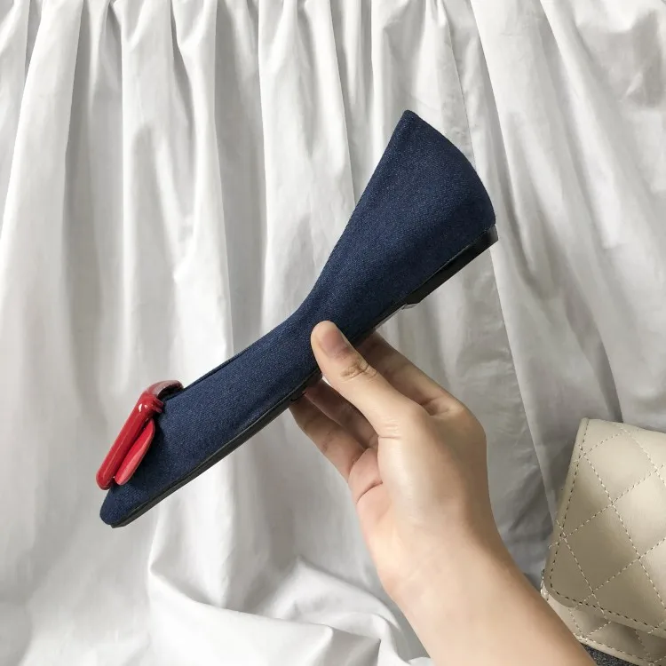 Femmes En Denim Robe Décoration Métal Doux Appartements blue Casual Automne Mariage Chaussures Printemps 2019 Black Bleu Mljuese Couleur De Parti 58xSZ