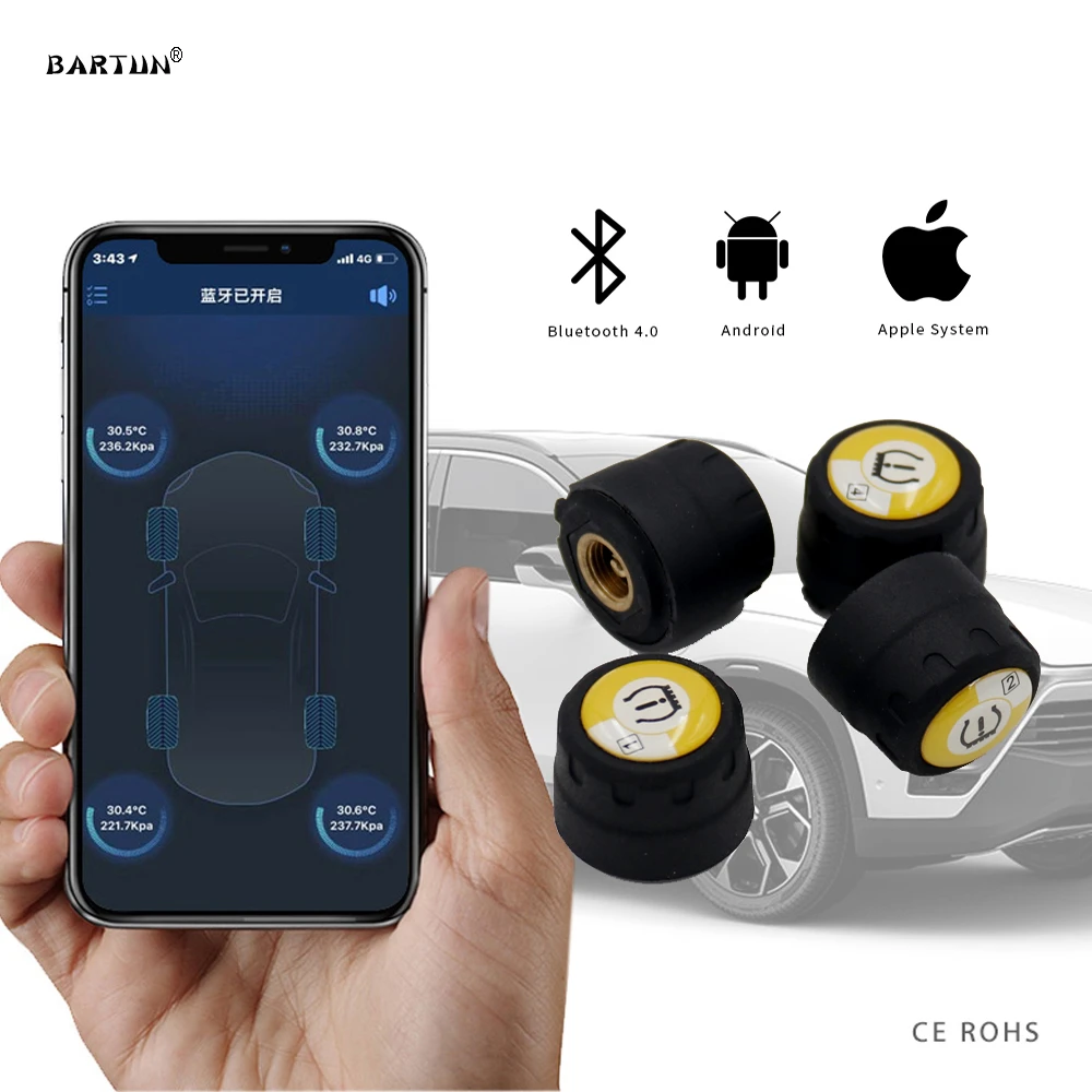 Bluetooth voiture Tire Pressure Monitoring avec température MPT Supporte iOS système
