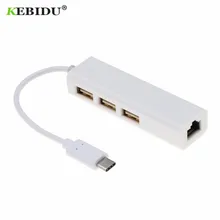 Kebidu USB 3,1 Тип C USB-C несколько 3 портовый концентратор rj45 Ethernet сетевой адаптер кабель для Macbook ThinkPad samsung