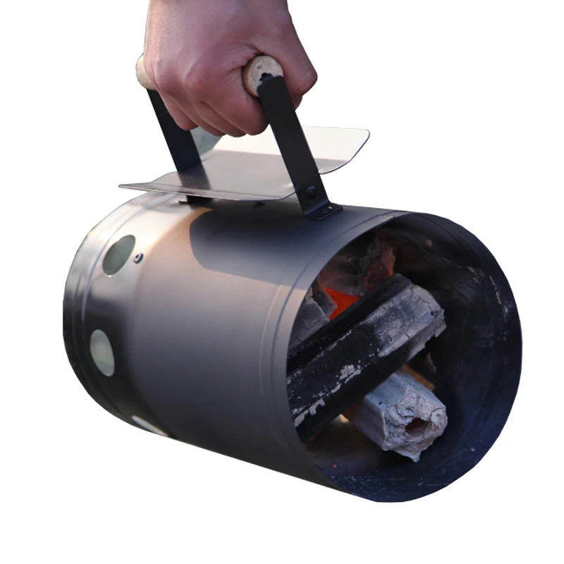 New Charcoal Chimney Starter BBQ Barbecue Smoker Grill Fire Handle Camp