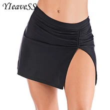 Летний Пляжный купальный костюм, женский черный купальник с рюшами, одежда для плавания размера плюс, бикини, юбка для плавания, трусы с подкладкой, пляжный купальный костюм