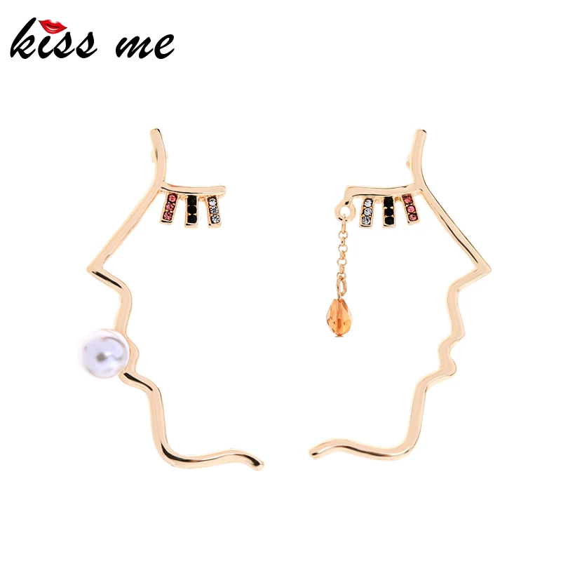 

KISS ME Asymmetric Irregular Acrylic Pearl Stud Earrings For Women Party Gifts 2019 Crystal Earrings Fashion Jewelry Accessories