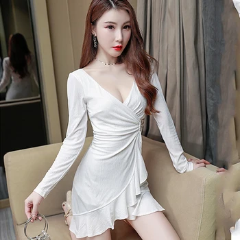 

Roupa Feminina Clothes For Women Sequin Dress Deep V Type Nightclub Salsa Dress GoGo Dance Bar DS Singer Stage Costume DQT1208