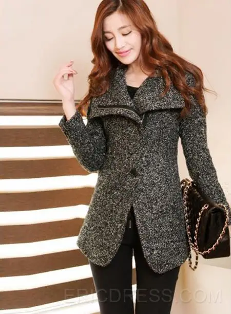 Popular Hot Selling Slim Woolen Long Overcoat | Женская одежда
