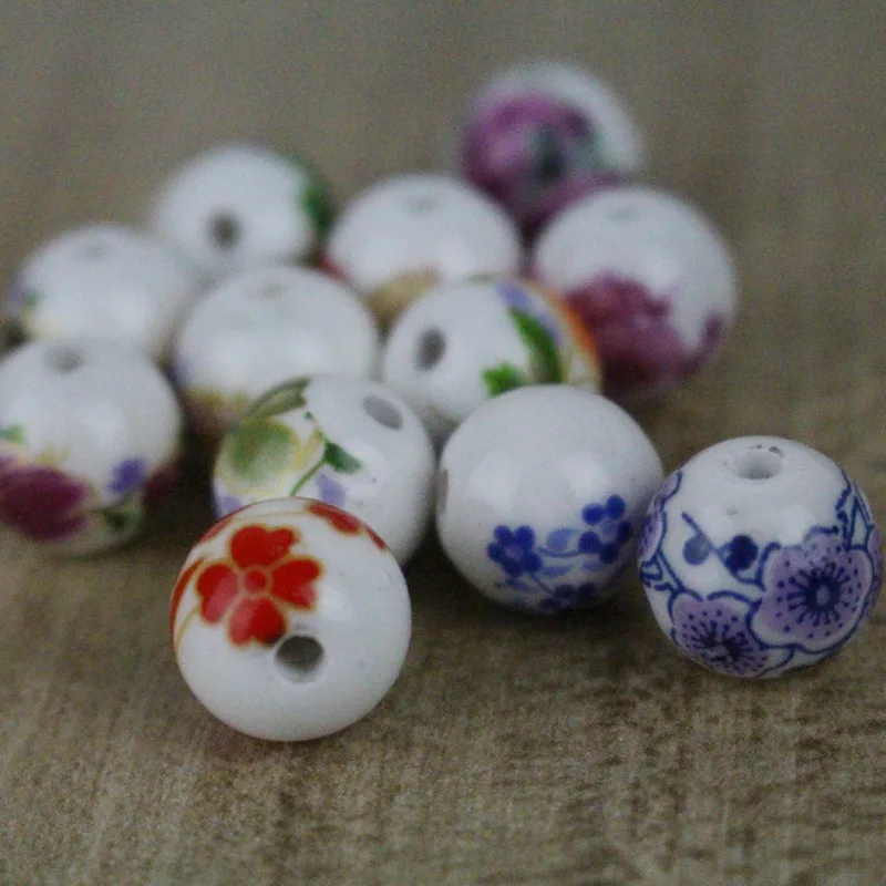 

20pcs/lot Classic Round Flower Ceramic Beads 12mm Pretty Handmade Porcelain Charm Beading Spacer Materials DIY Jewelry Making
