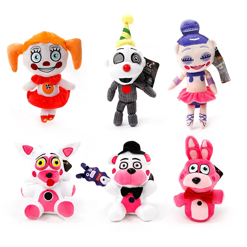 7 шт./лот 20 см FNAF Five Nights At Freddy's Sister locking Freddy Bear Bonnie Foxy Baby Ballora плюшевые мягкие