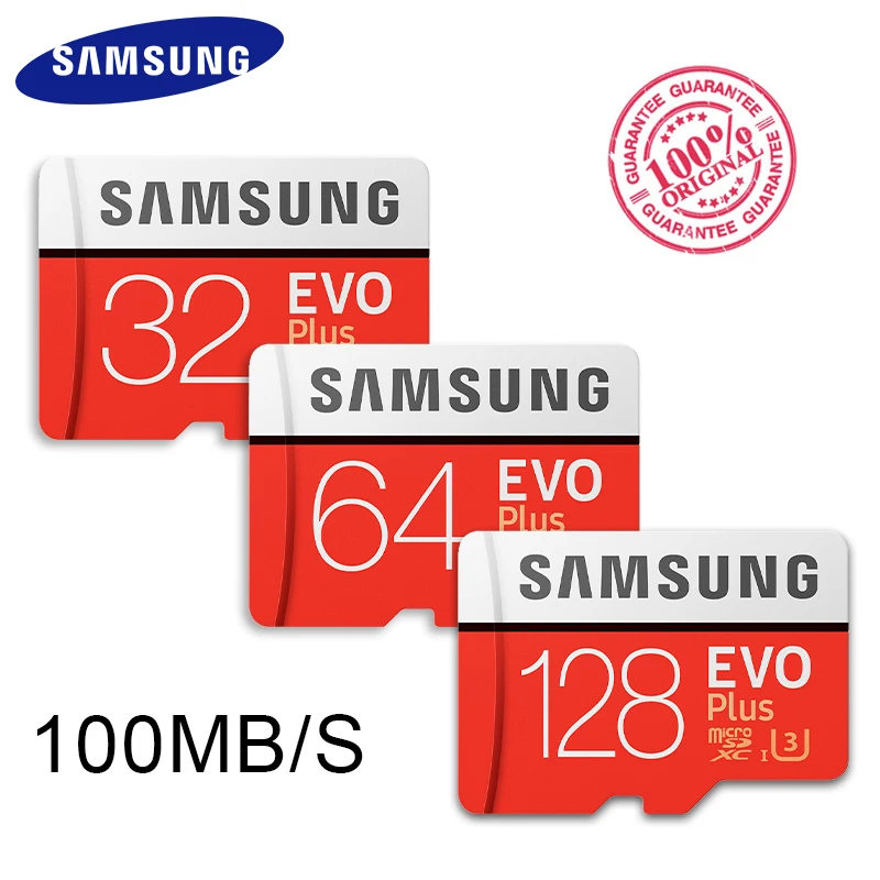 Карта Microsd SAMSUNG 256G 128 Гб 64 ГБ 32 ГБ 16 ГБ 8 ГБ 100 МБ/с./с класс 10 U3 U1 SDXC класс EVO+ Micro SD карта памяти TF флэш-карта