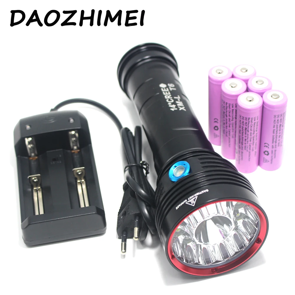

2018 New 25000 lumens 14x XM-L T6 SKYRAY King LED Flashlight Lamp big power 6X18650 Rechargeable Battery + charger