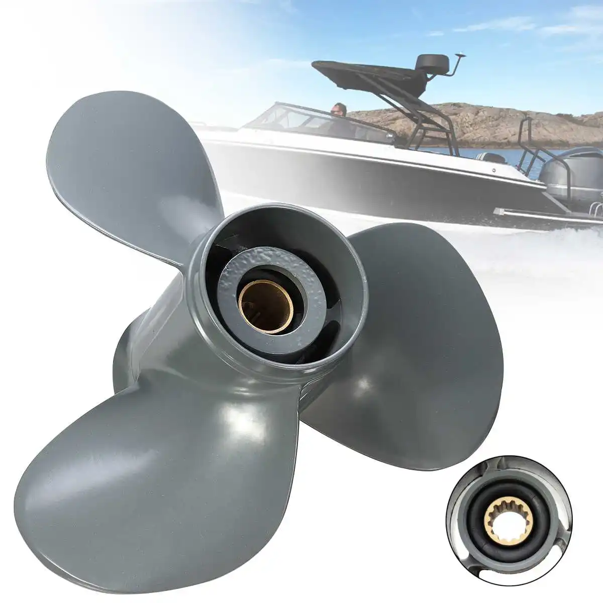 

Boat Propeller 58130-ZV5-012AH 11 1/8 x 13 For Honda Outboard Engine 35-60HP 13 Spline Tooths 3 Blades Gray Aluminum Alloy