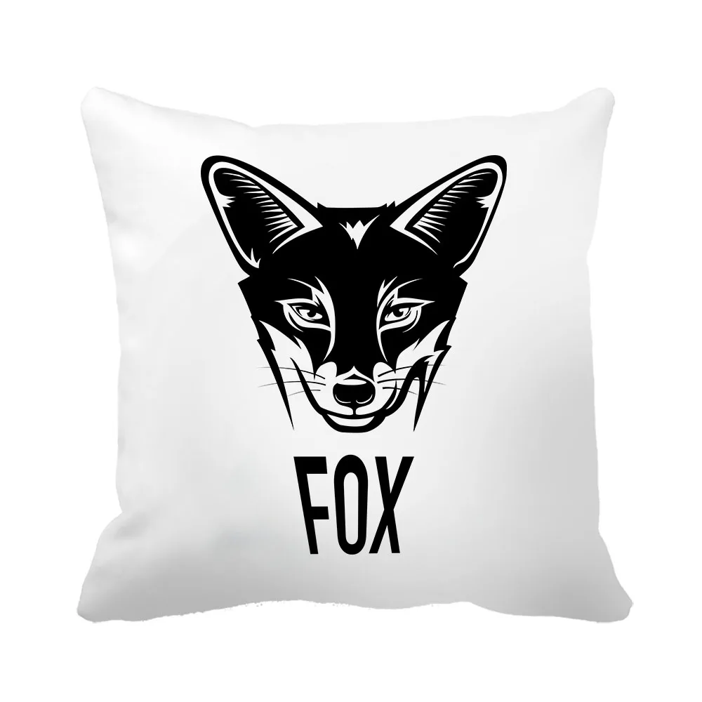 Customized DIY Home Pillowcase Canvas Printed Animal Fox Pillow Cover