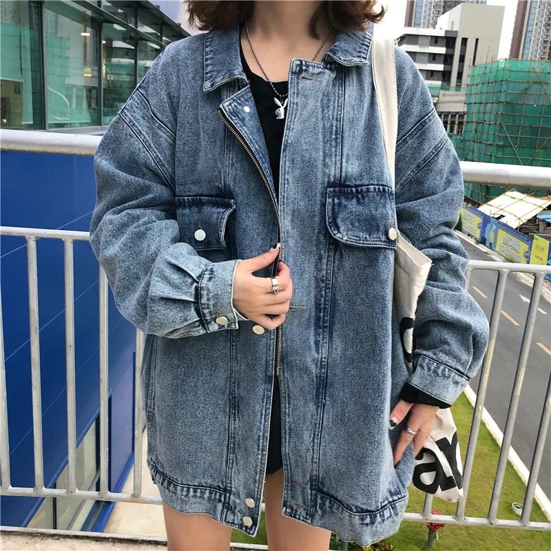 plus size women's fat mm spring autumn bf wind Add fertilizer jean jacket female denim Korean jacket women tide veste femme coat