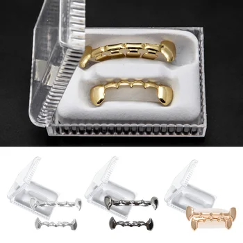 

TAOS Vampire Top Bottom Row False Canine Teeth Caps Set Hip Hop Style Tooth Grill Cap Fangs for Halloween Party Photo Accessory