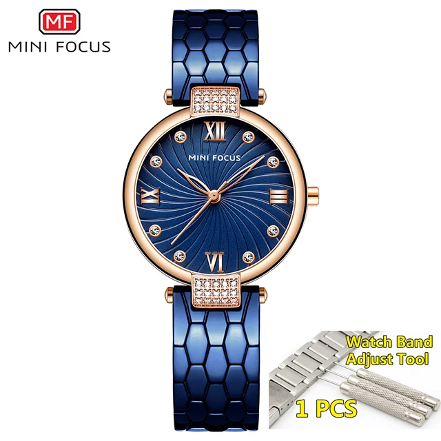 Reloj Mini Focus Mujer женские часы известных роскошных брендов из нержавеющей стали Элегантные часы для женщин кварцевые женские часы - Цвет: rose-blue-with-tool