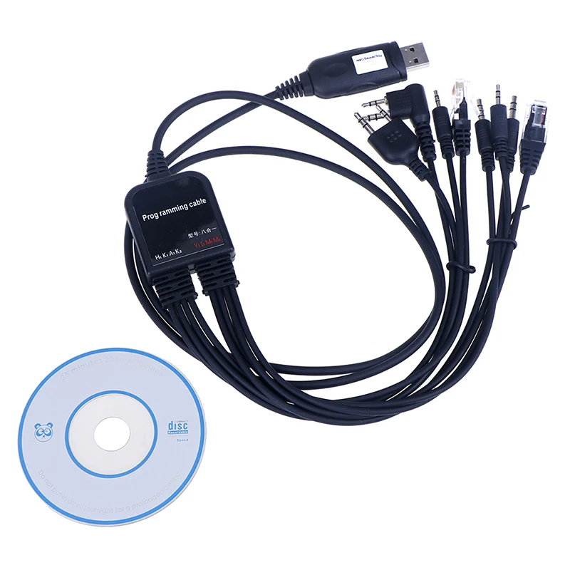 

8 in 1 Computer USB Programming Cable for kenwood For baofeng motorola yaesu for icom Handy walkie talkie car radio CD Software
