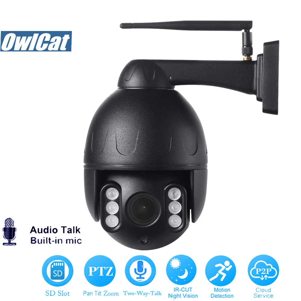 OwlCat HD 1080 P PTZ IP камера Wi Fi Открытый двухстороннее аудио слот для карты SD телефон удаленного просмотра 2.0MP безопасность Onvif CCTV улица