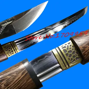 

Hand-Forging T10Steel Clay Tempered Blade Super Sharp Tanto Japanese Wakizashi Sword Samurai Katana Full Handmade Pear wood Saya