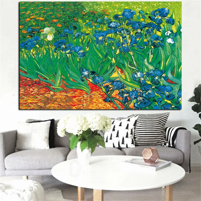 Wall Canvas Artist Art HD Print Van Gogh iris Flower Impressionist Landscape Oil Painting Poster Wall Picture for Living Room