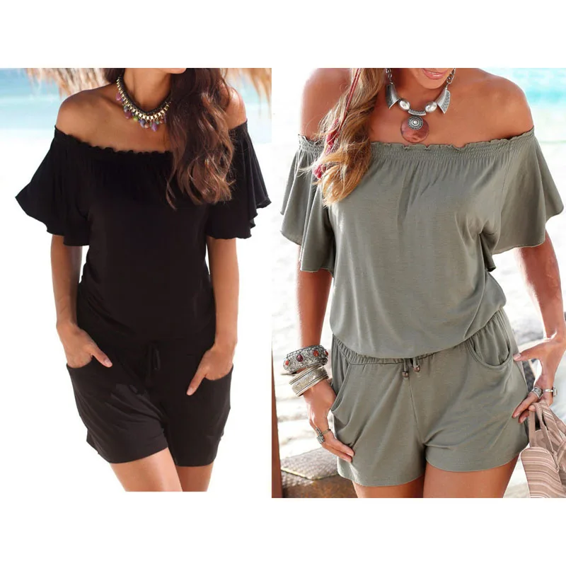 Romper women jumpsuit Sexy Boho loose Playsuit Summer Shorts SLASH neck bodysuit Outfits Beach SEXY casual Plus size S-2XL Romper women jumpsuit Sexy Boho loose Playsuit Summer Shorts SLASH neck bodysuit Outfits Beach SEXY casual Plus size S-2XL