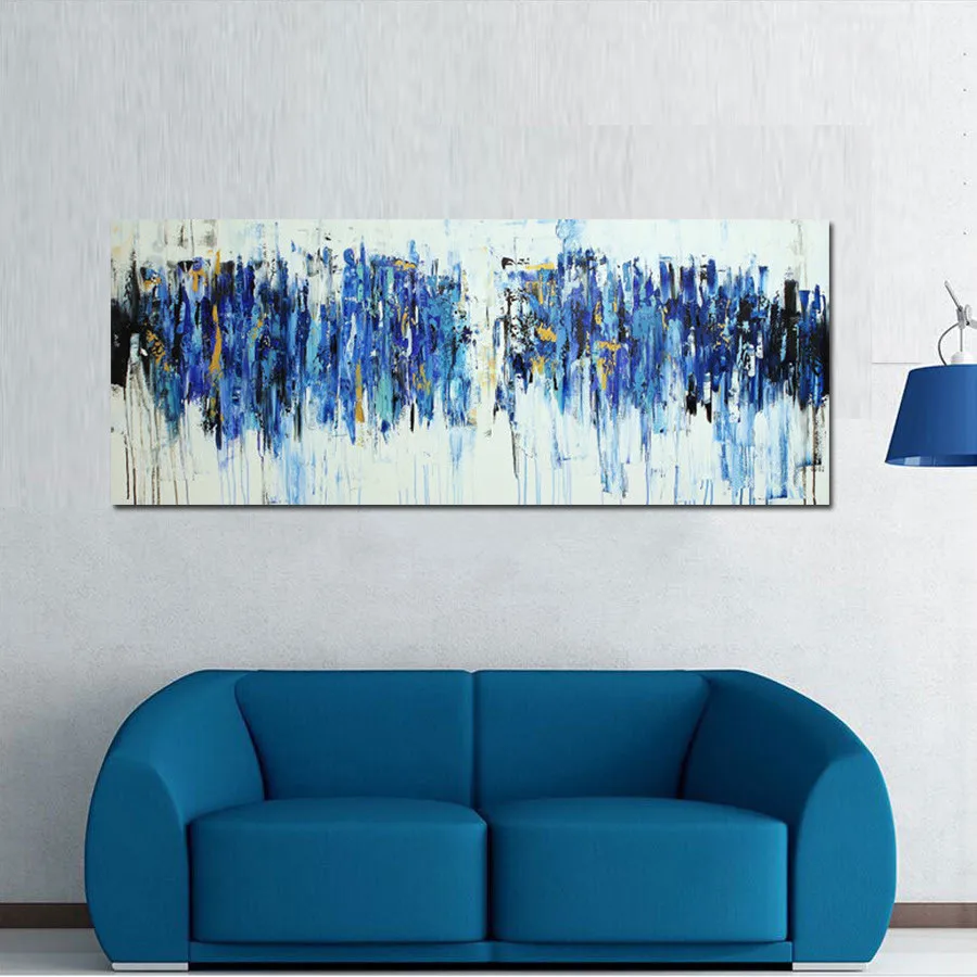 

100% Hand Painted Turquoise Oil Painting Modern Abstract Canvas Paintings Home Painting Calligraphy On Wall Art Gift Unframed