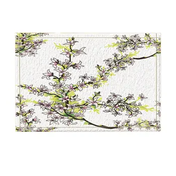 

Flowers Decor, Pretty Pear Flowers Red and Yellow White Bath Rugs, Anti-Slip Doormat Indoor Front Door Mat