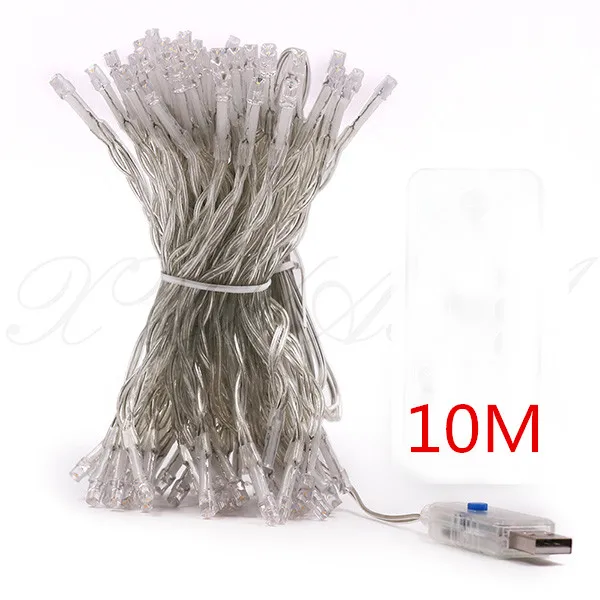 USB Сказочный светильник s Micro Rice Wire Серебряный провод вечерние рождественские лампы гирлянда Сказочный светильник FChristmas дерево украшение для свадебной вечеринки - Испускаемый цвет: 10M