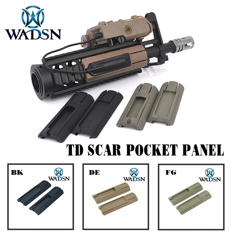 

Tactical Airsoft 4.125" ITI TD Scar Pocket Panel Remote Switch Rail Pads Set Fits 20mm rails PEQ Flashlight Accessory WEX300