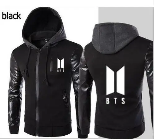 2018 Trend Толстовка рукавом BTS куртка с капюшоном Для Мужчин's Спортивная худи Slim Fit