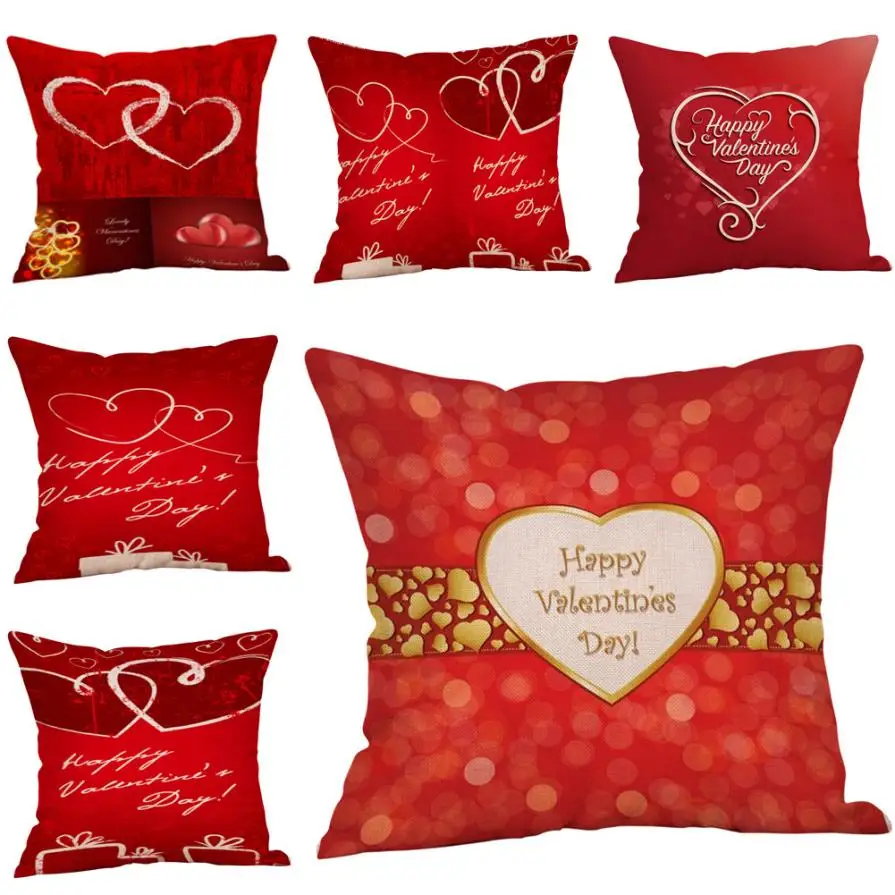 Buy Happy Valentines Day 45x45cm Pillow Cases Cotton