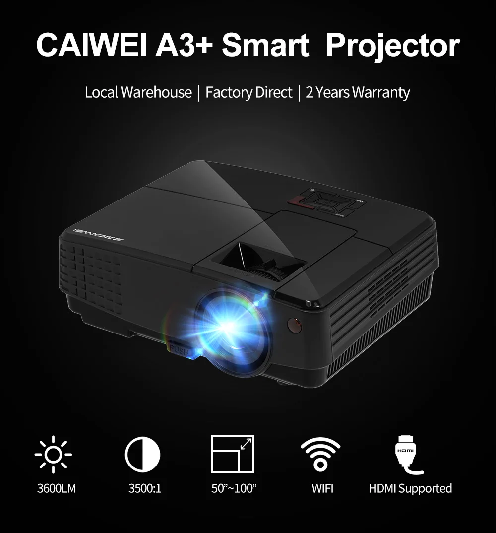 

CAIWEI 1080p HD Android Bluetooth LCD LED Projector Home Theater Movie Portable Video Game HDMI USB Beamer for Smartphone TV PC