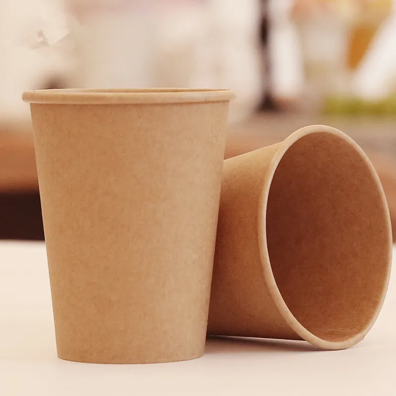 

100pcs/pack Kraft Paper Cup Disposable Paper Cup Coffee Milk Hot Drink Paper Cup Household Coffee Shop Supplies
