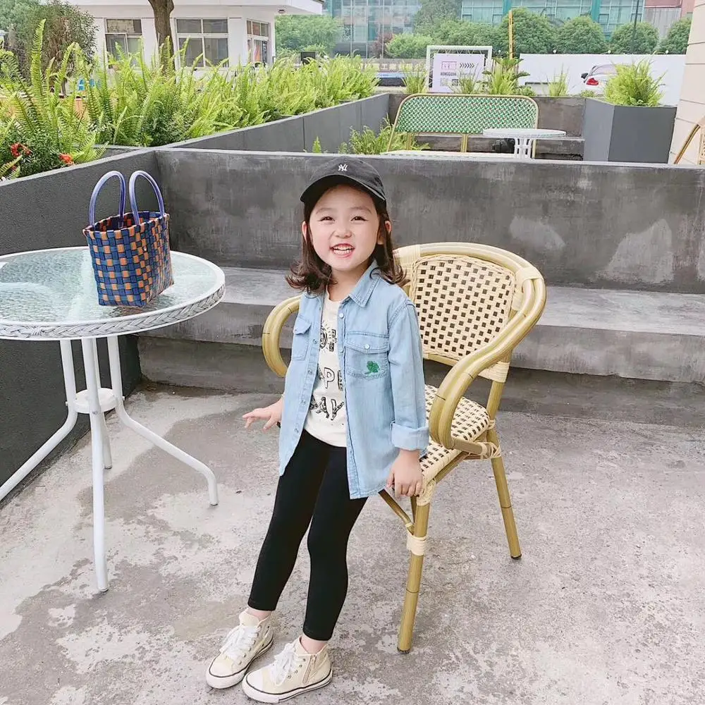 

kids denim shirt girls shirts embroidery Butterfly toddler baby girls clothes