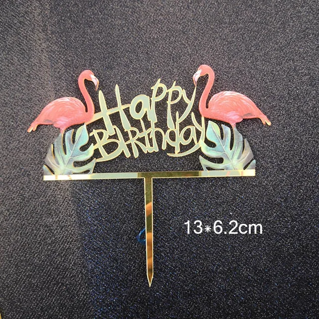 Единорог акриловый торт прекрасное Зеркало Золотой пирожное для дня рождения Топпер для дня рождения Фламинго вечерние украшения детский душ - Цвет: 3